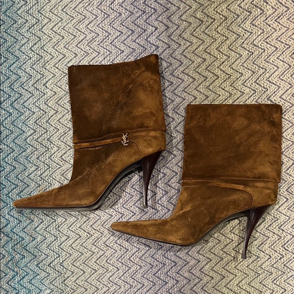 Saint Laurent YSL Brown Suede ankle Boots - Picture 3 of 4